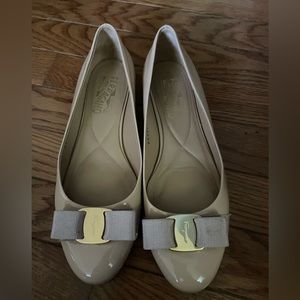 Salvatore Ferragamo Varina Ballet Flat in New Bisque, Size 7.5